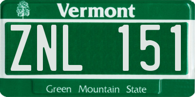 VT license plate ZNL151