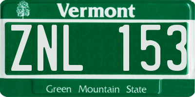 VT license plate ZNL153