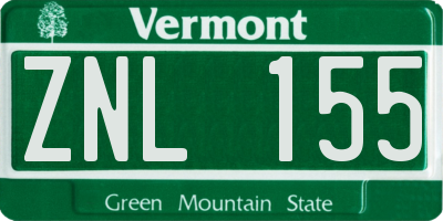 VT license plate ZNL155