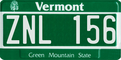 VT license plate ZNL156