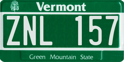 VT license plate ZNL157