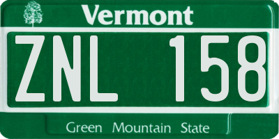 VT license plate ZNL158