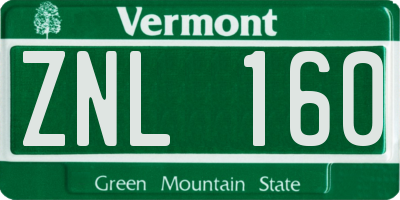 VT license plate ZNL160