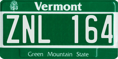 VT license plate ZNL164