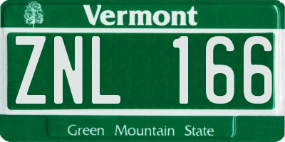 VT license plate ZNL166
