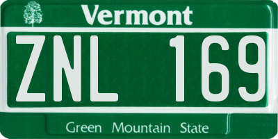VT license plate ZNL169