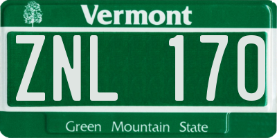 VT license plate ZNL170