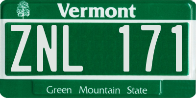 VT license plate ZNL171
