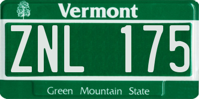 VT license plate ZNL175