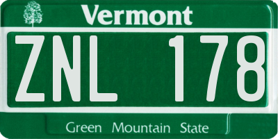 VT license plate ZNL178