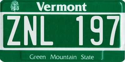 VT license plate ZNL197