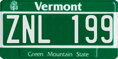 VT license plate ZNL199