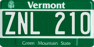 VT license plate ZNL210