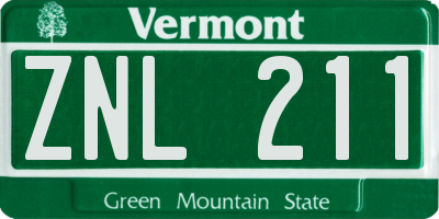 VT license plate ZNL211