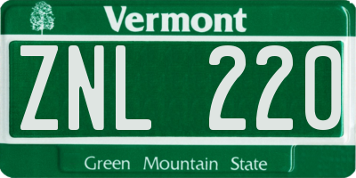 VT license plate ZNL220