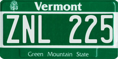VT license plate ZNL225