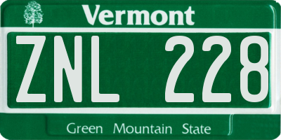 VT license plate ZNL228