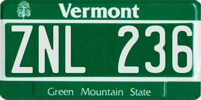 VT license plate ZNL236