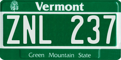 VT license plate ZNL237