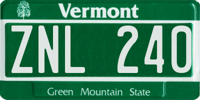 VT license plate ZNL240