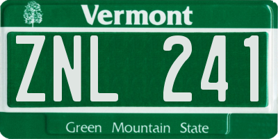 VT license plate ZNL241