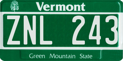 VT license plate ZNL243