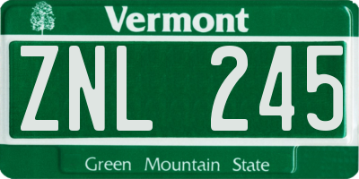 VT license plate ZNL245
