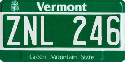 VT license plate ZNL246