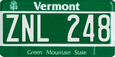 VT license plate ZNL248