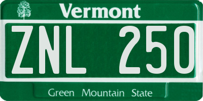 VT license plate ZNL250