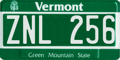 VT license plate ZNL256