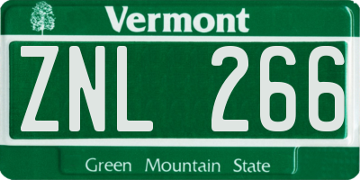 VT license plate ZNL266
