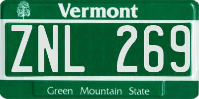 VT license plate ZNL269