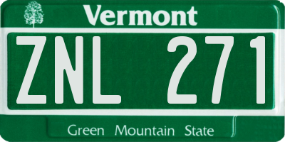 VT license plate ZNL271