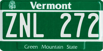VT license plate ZNL272