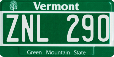 VT license plate ZNL290