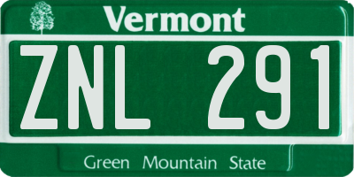VT license plate ZNL291