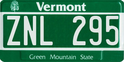 VT license plate ZNL295