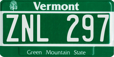 VT license plate ZNL297