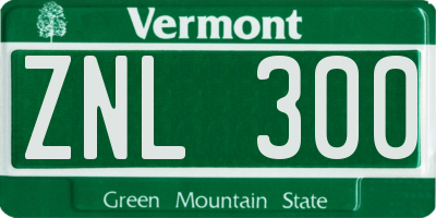 VT license plate ZNL300