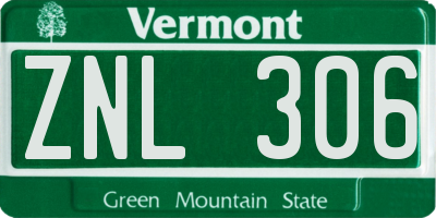 VT license plate ZNL306