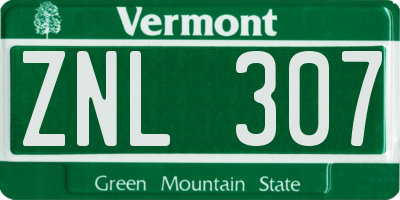 VT license plate ZNL307