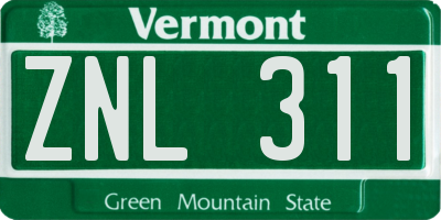 VT license plate ZNL311