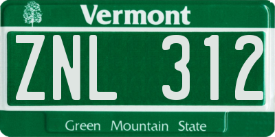 VT license plate ZNL312