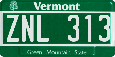 VT license plate ZNL313
