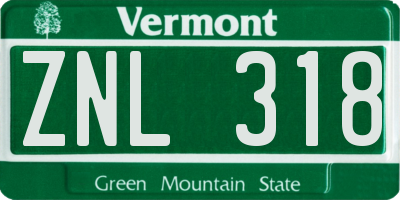 VT license plate ZNL318