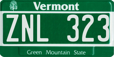 VT license plate ZNL323