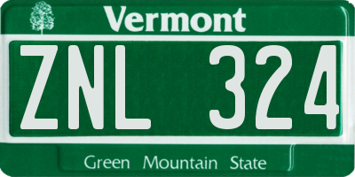 VT license plate ZNL324