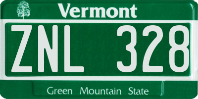 VT license plate ZNL328