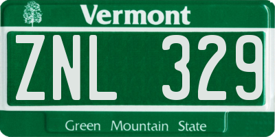 VT license plate ZNL329